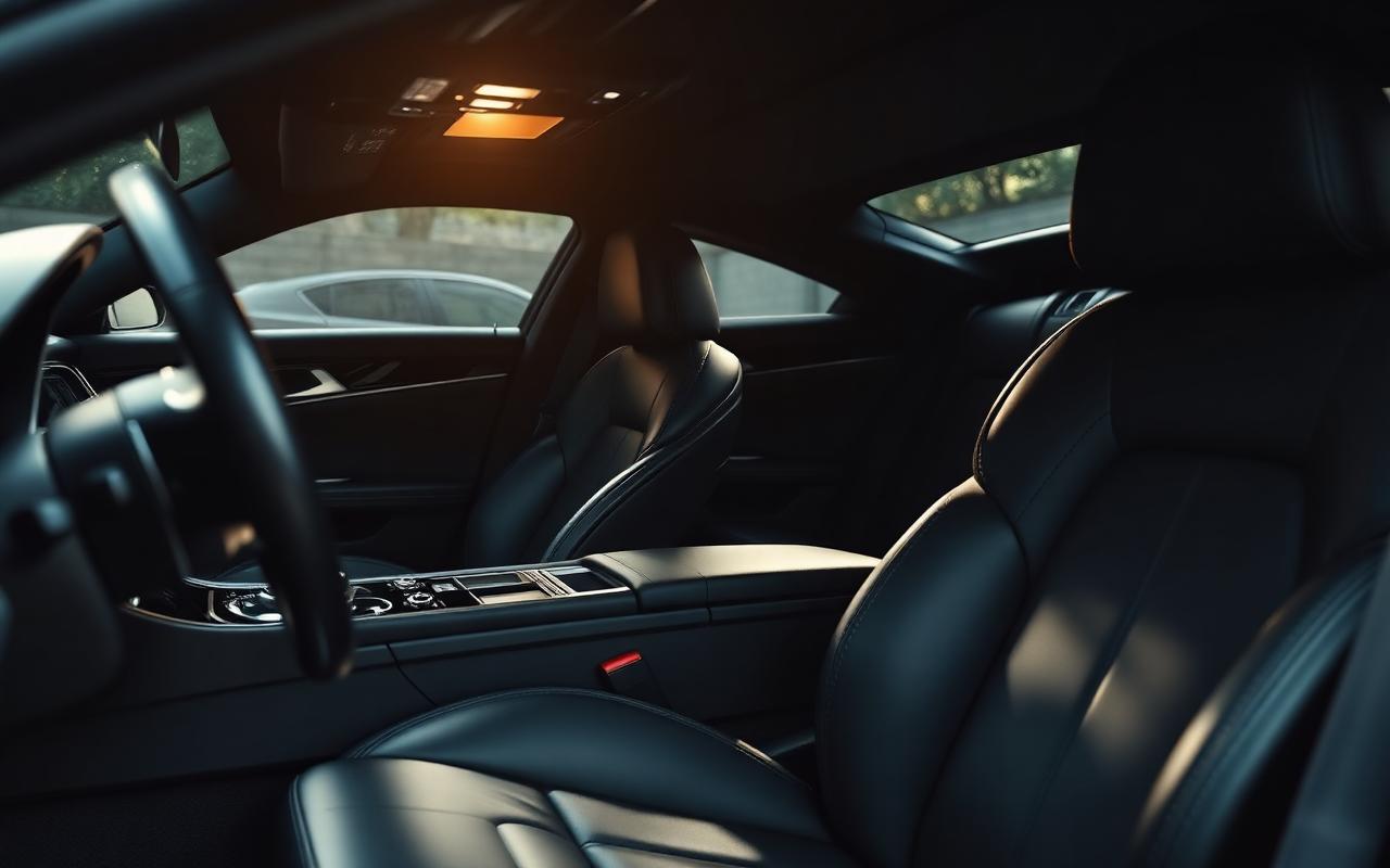 Interior de piel de un Porsche recién detallado